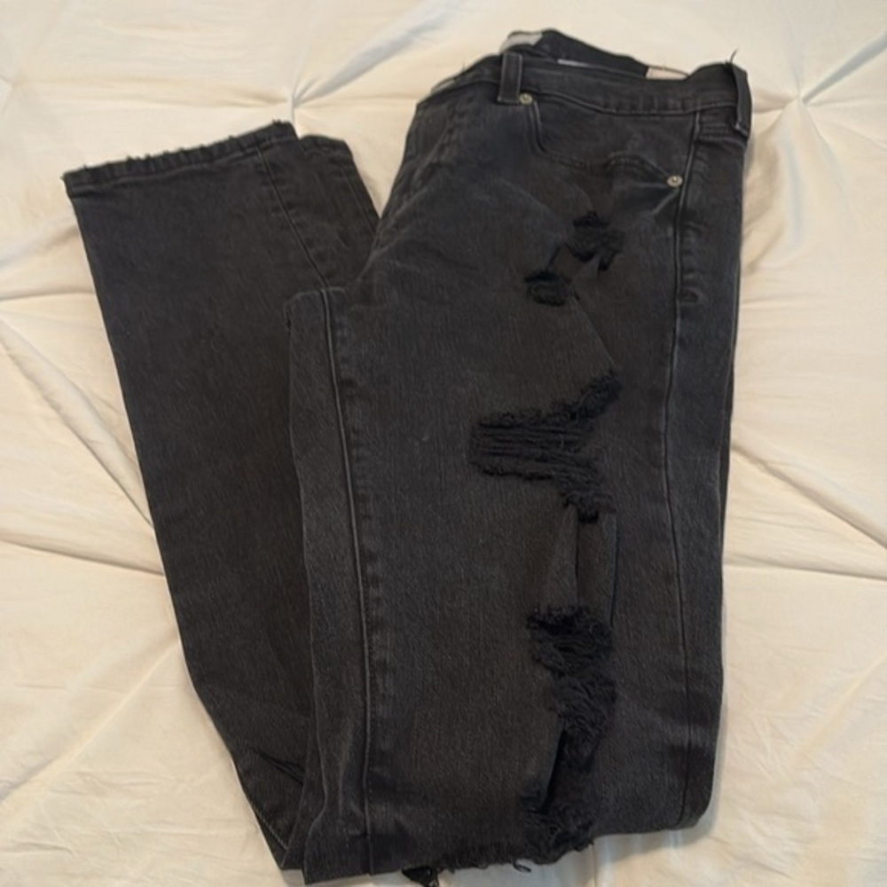 NWOT PACSUN skinny black jeans size 30‎ waist 32 length frayed